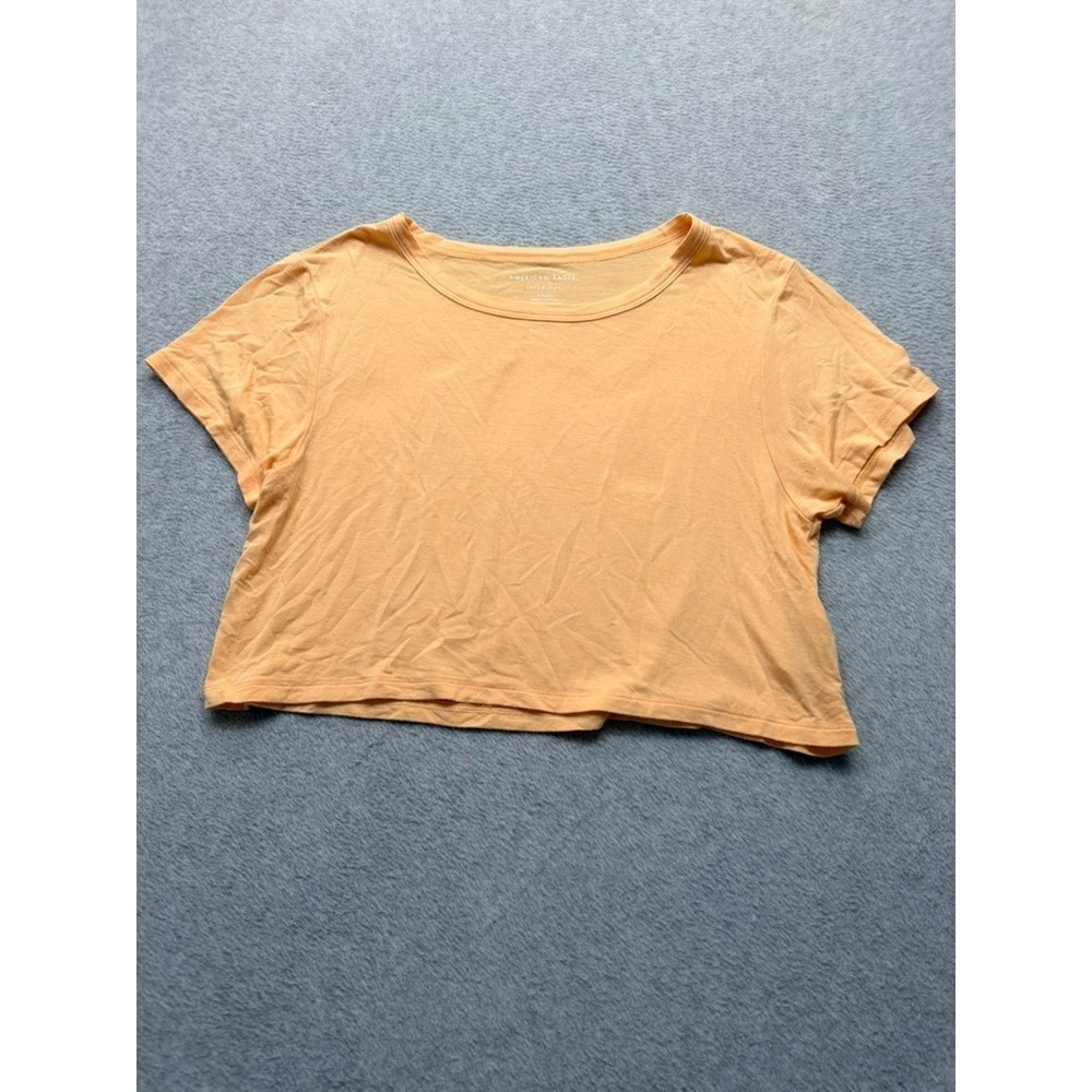 American Eagle Soft & Sexy Peach Orange Crop Top Short Sleeve Tee Womens Small
